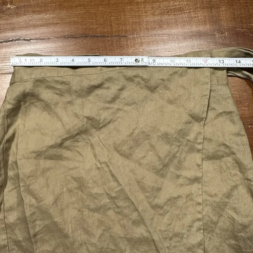 Reformation Wrap Skirt Women S Brown 100% Linen Full Tie Wrap USA Chic Glam City